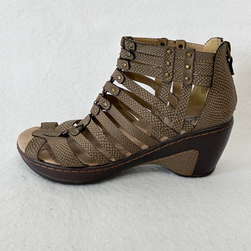 JBU Jambu Ankle Sandals Womens 7 Brown Memory Foam Strappy Peep Toe Zip Up Heels - Picture 2 of 10